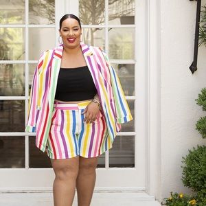 Eloquii Rainbow Stripe Short Suit